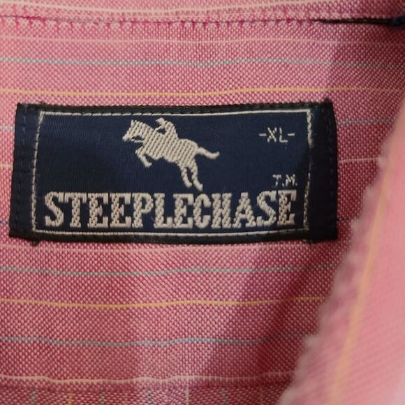 Steeplechase Mens Button Up Shirt Multi-Color Size XL Polyester Blend Collar - Picture 5 of 12